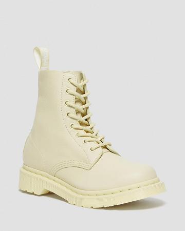 Cream Women's Dr Martens 1460 Pascal Mono Lace Up Boots | CA 188UZG